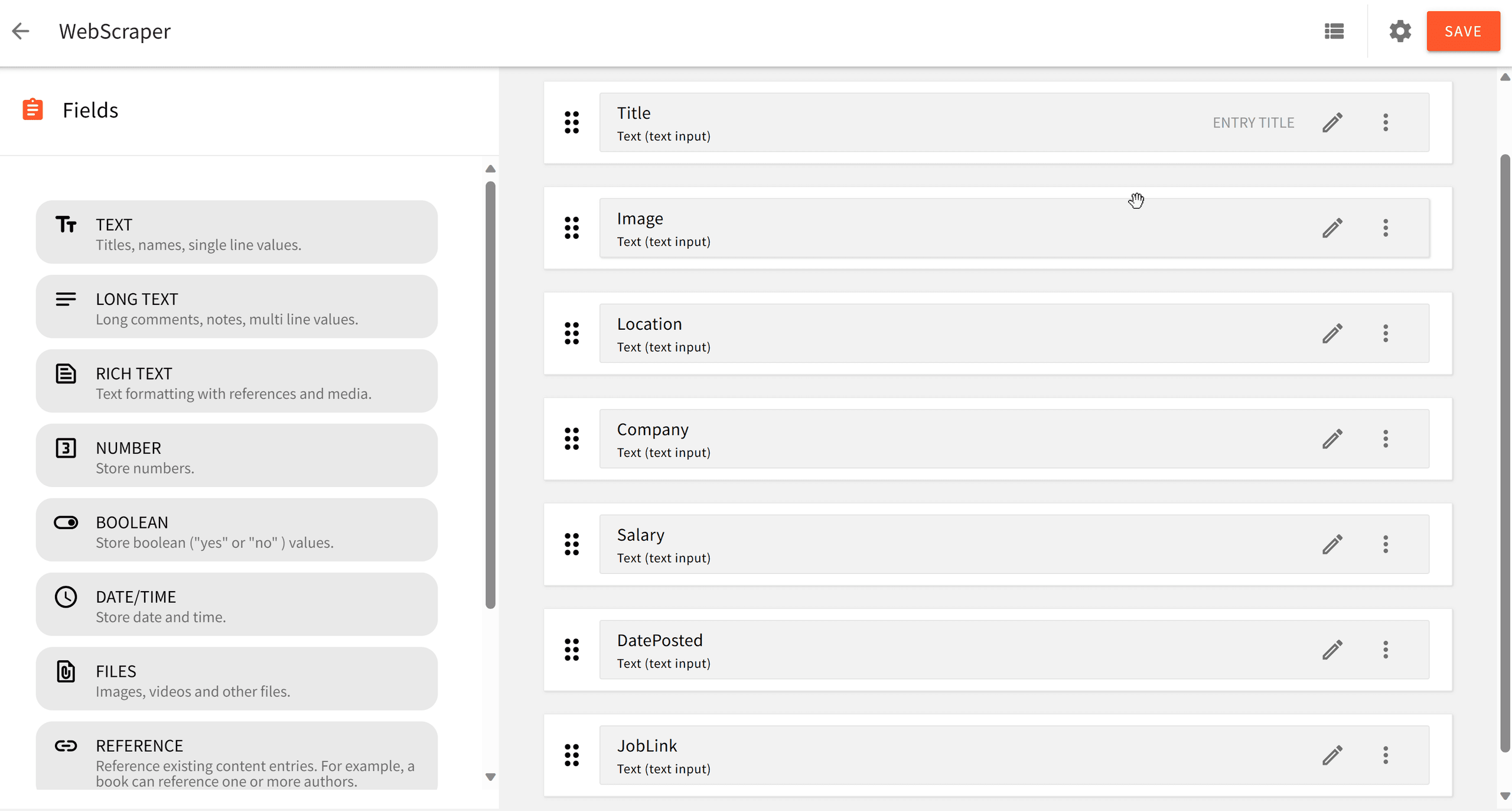 WebScraper Content Model