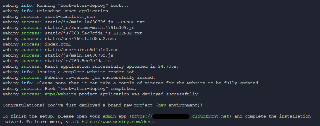Webiny Deployed successfully
