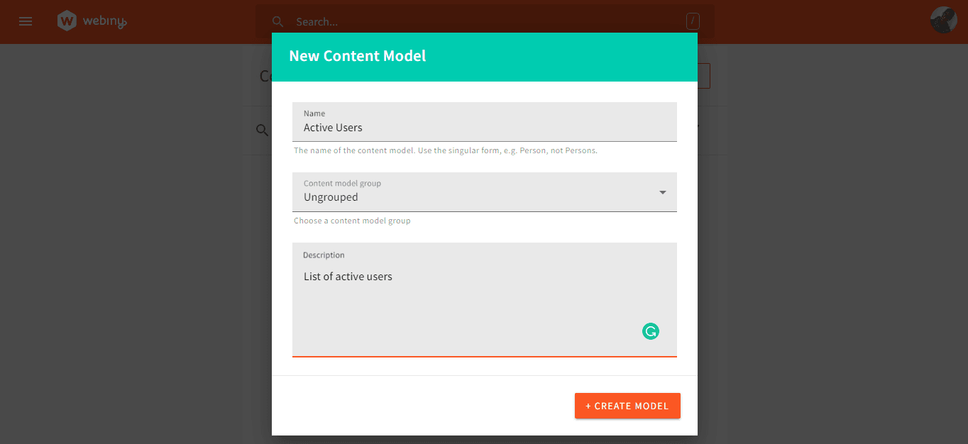 Setting up the content model