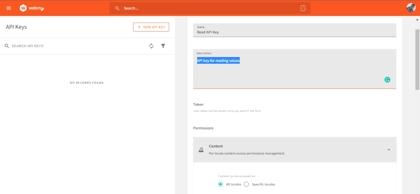 Setting up the read API key