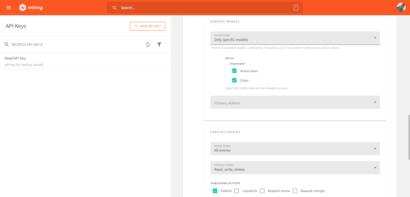 Setting up the manage API key