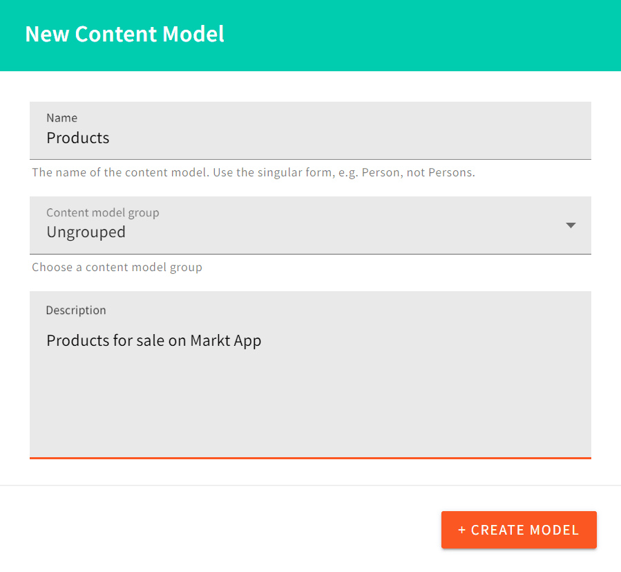 Creating the Products content model