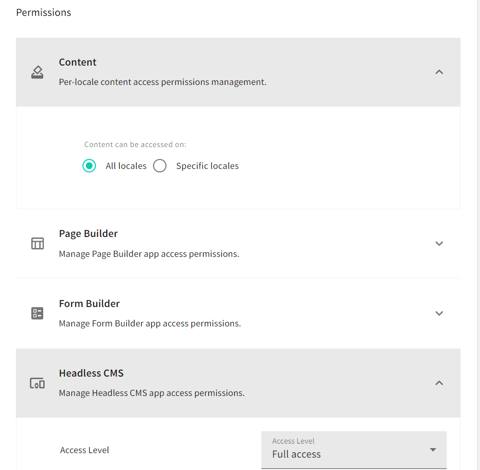 Full access to the Headless CMS