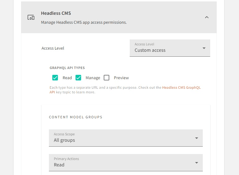 Setting read & manage API controls