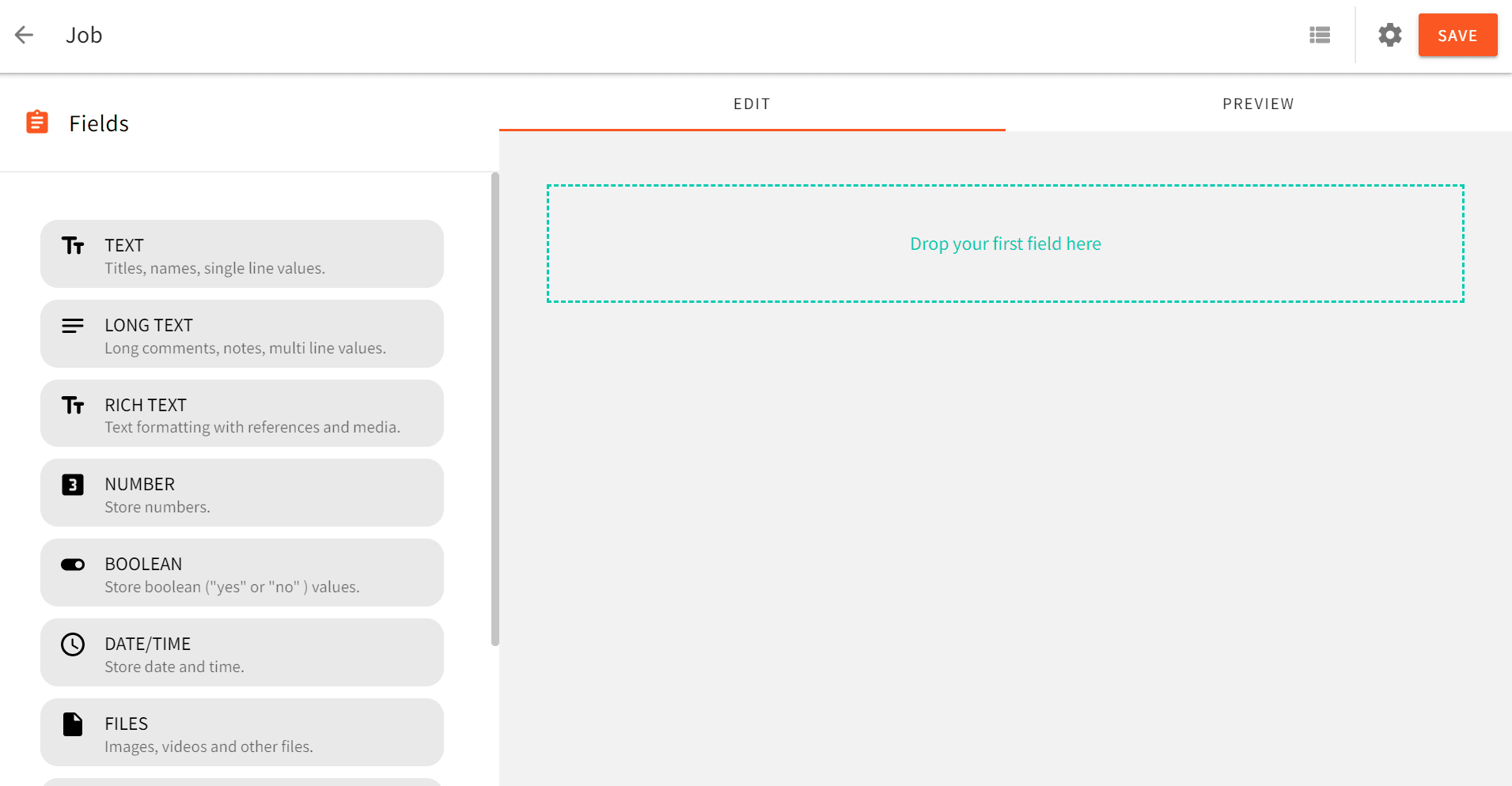 Content Model drag & drop UI