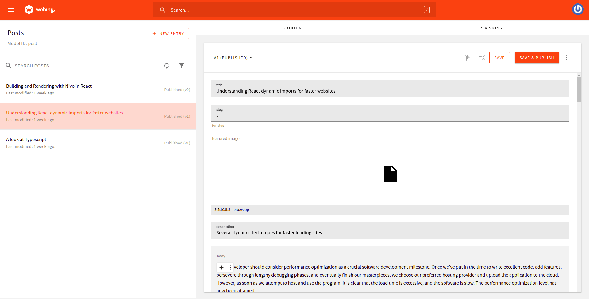 Publishing the post content