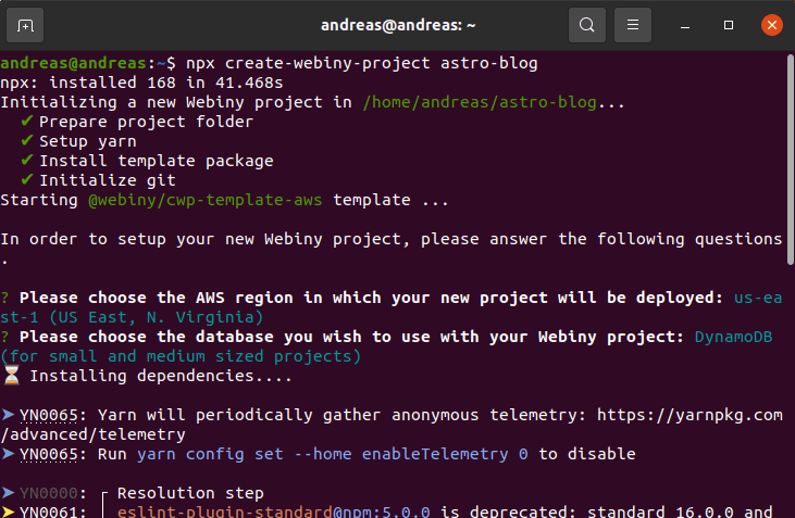 Successful deploy is shown in the terminal