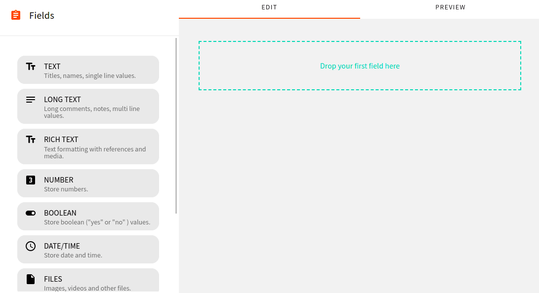 Creating fields in the content model