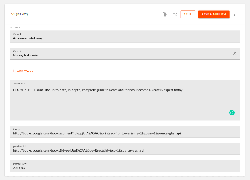 Add a new entry into the content model we created