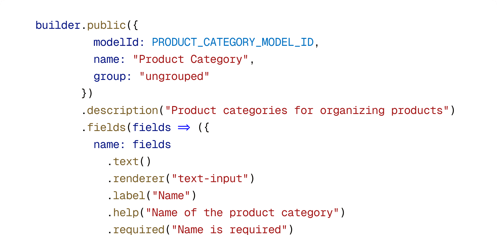 Define content models as code contentModel.ts