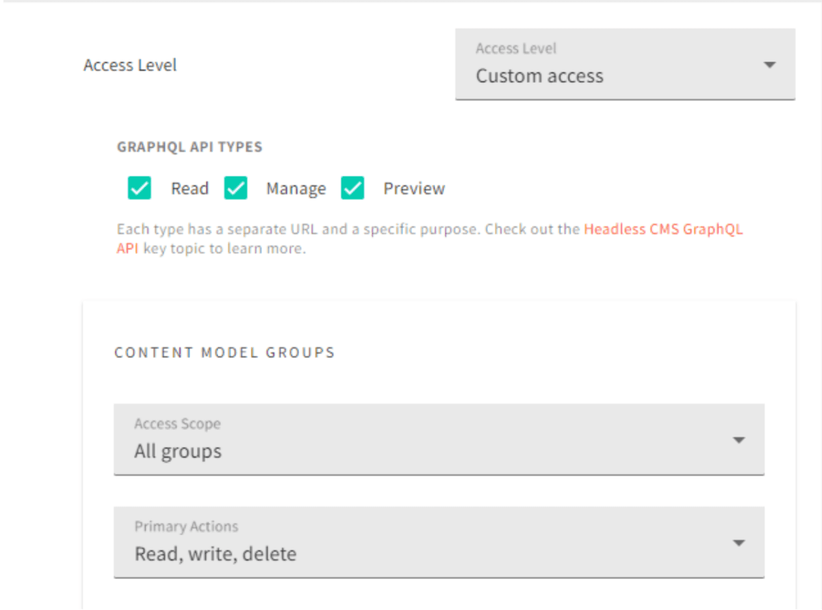 Custom API access levels
