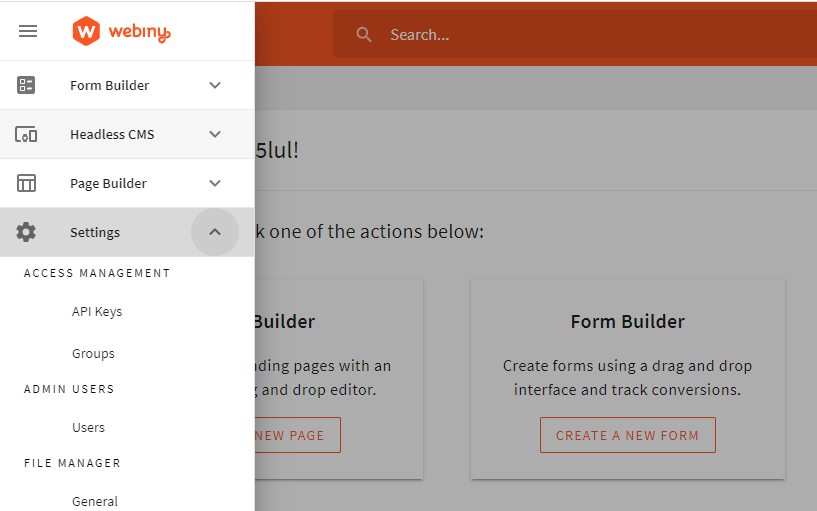 Access Management and Admin Users now have separate sections in the main navigation.