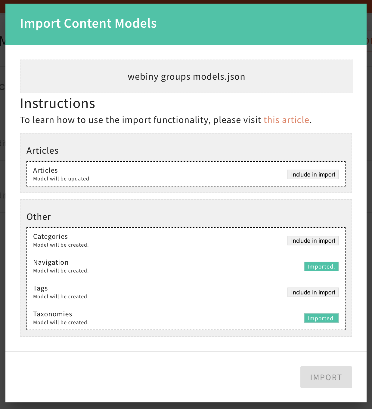 Headless CMS - Import Content Models