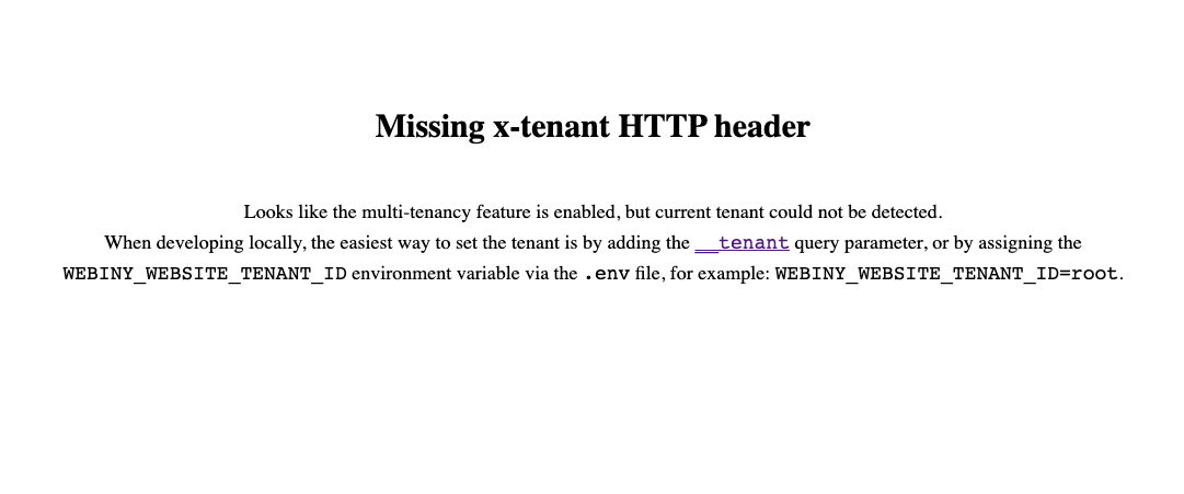 Website - Added Missing Tenant Error Message