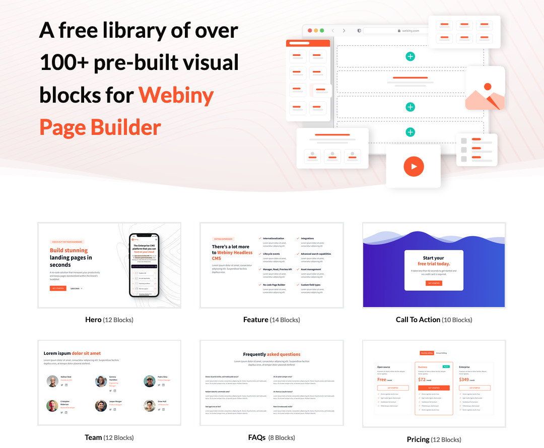 Pre-Built Visual Blocks for Webiny Page Builder