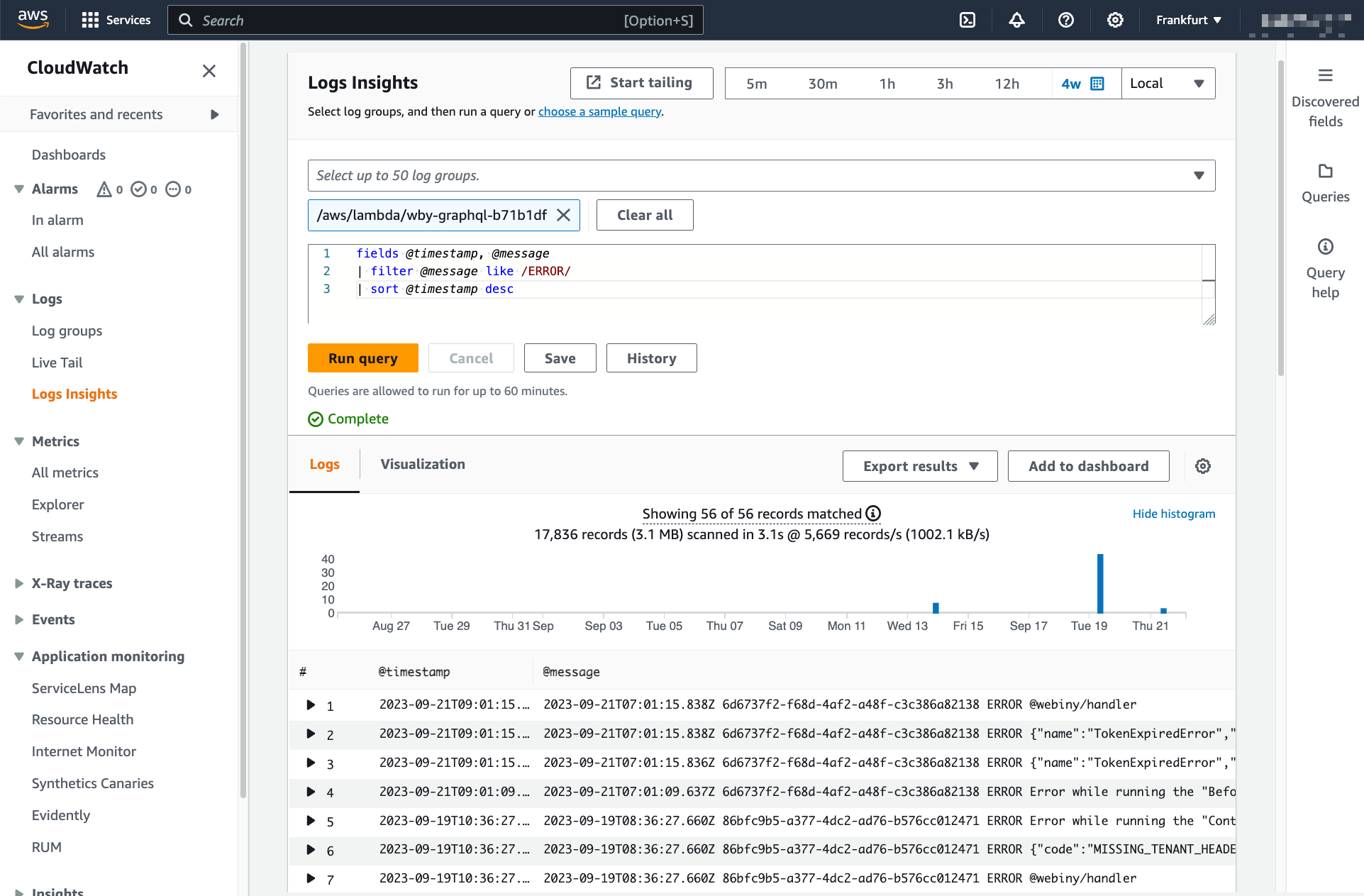 GraphQL API Error Logs