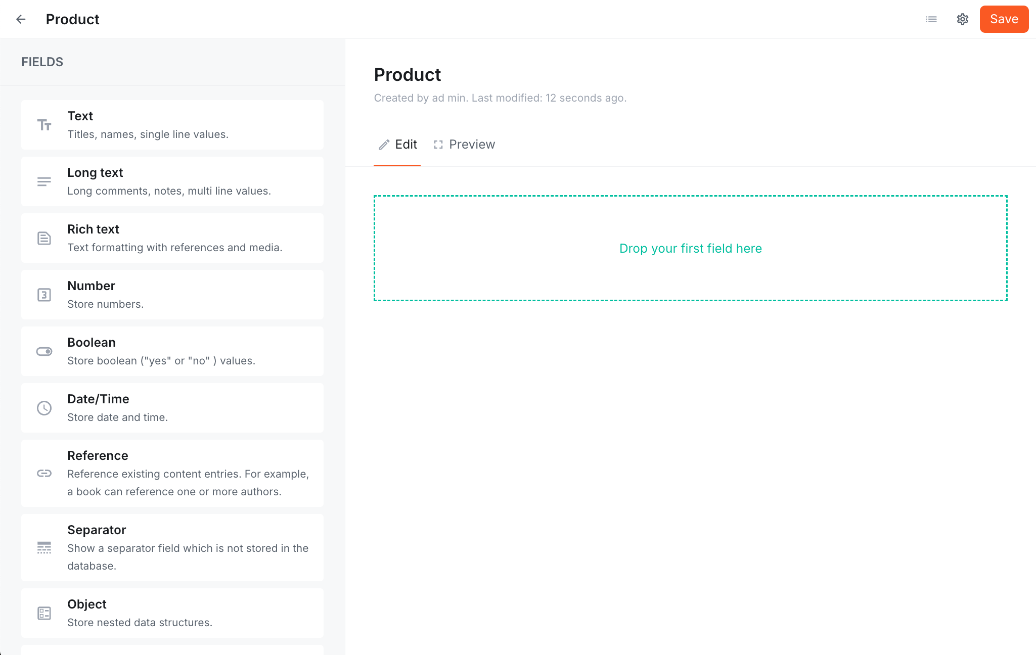 Content model builder interface