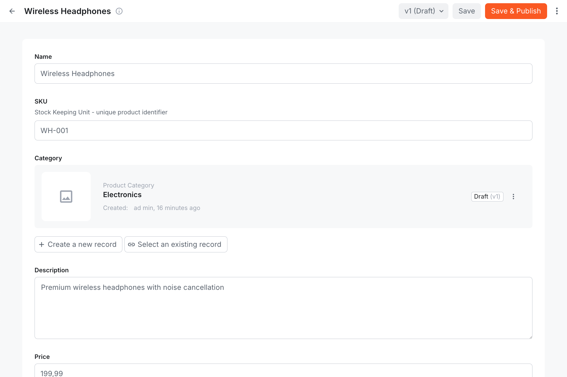 Product form with Category reference field