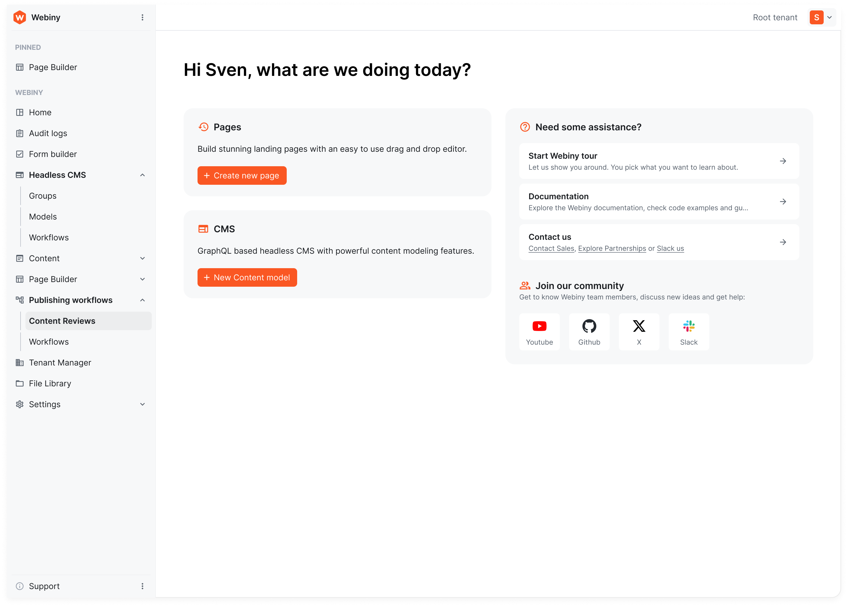 Webiny Admin - Dashboard