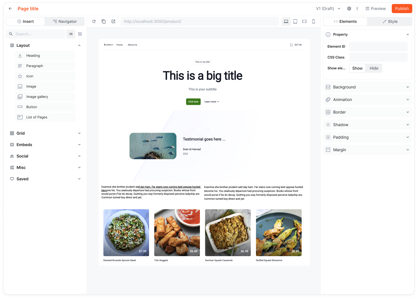 Website Builder - Page editor
